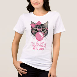 Mamma Estd 2025 Söt Katt T Shirt