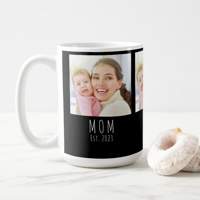 Mamma Estimerade Skript Svart 3 Foto  Kaffemugg (Med munk)