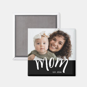 Mamma Etabblerade Caps Vita Anpassat År Ny Mamma Magnet