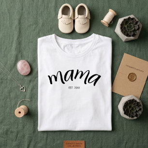 Mamma Etablade Skript Minimalist År Ny Mama T Shirt
