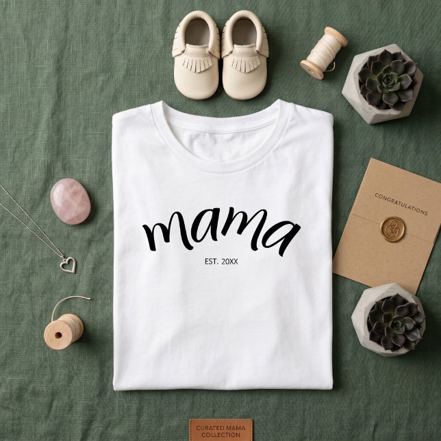 Mamma Etablade Skript Minimalist År Ny Mama T Shirt (Skapare uppladdad)