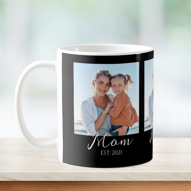 Mamma Etablade Skript Svart 3 Foto  Kaffemugg (Skapare uppladdad)
