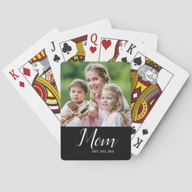 Mamma Etablade Skript Svart Foto  Casinokort (Baksidan)