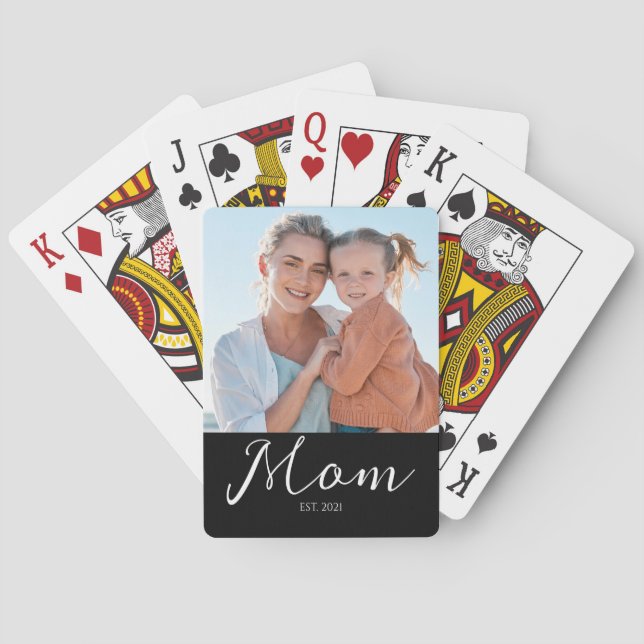 Mamma Etablade Skript Svart Foto  Casinokort (Baksidan)