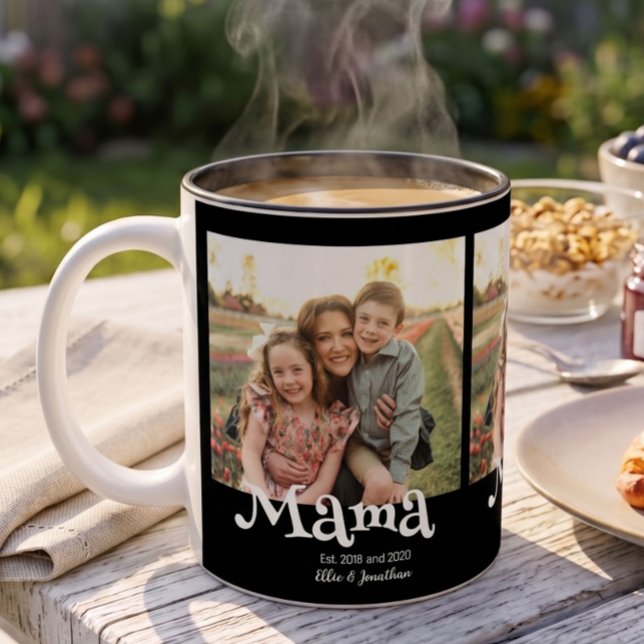 Mamma Etablerad Foto Barn Namn Rolig Text Kaffemugg (Skapare uppladdad)