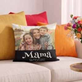 Mamma Etablerad Foto Barn Namn Rolig Text Kudde