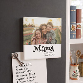 Mamma Etablerad Foto Barn Namn Rolig Text Magnet