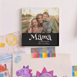 Mamma Etablerad Foto Barn Namn Rolig Text Magnet
