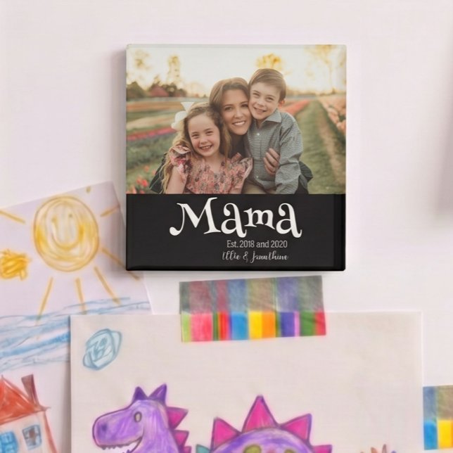 Mamma Etablerad Foto Barn Namn Rolig Text Magnet (Skapare uppladdad)