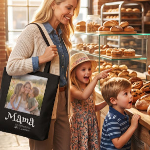 Mamma Etablerad Foto Barn Namn Rolig Text Tygkasse