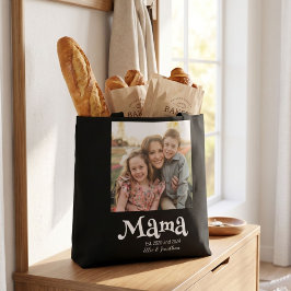 Mamma Etablerad Foto Barn Namn Rolig Text Tygkasse