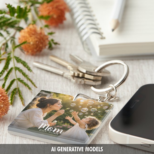 Mamma Etablerad Foto Minnesgåva (Mom Established Photo Memory Gift Keychain)