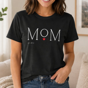 Mamma Etablerad Hjärt Typografi Svart T Shirt