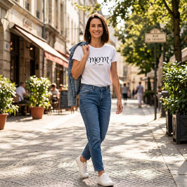 Mamma Etablerad Ny Mamma Gåva Svart Skrift T Shirt