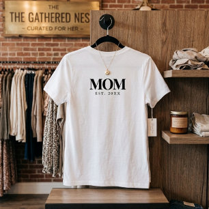 Mamma Etablerad Ny Mamma Gåva Svart Typografi T Shirt