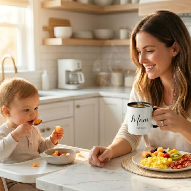 Mamma Etablerad Ny Mamma Present Minimalist Två-Tonad Mugg (Skapare uppladdad)