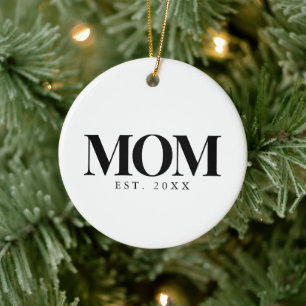 Mamma Etablerad Ny Mamma Present Svart Typografi Julgransprydnad Keramik
