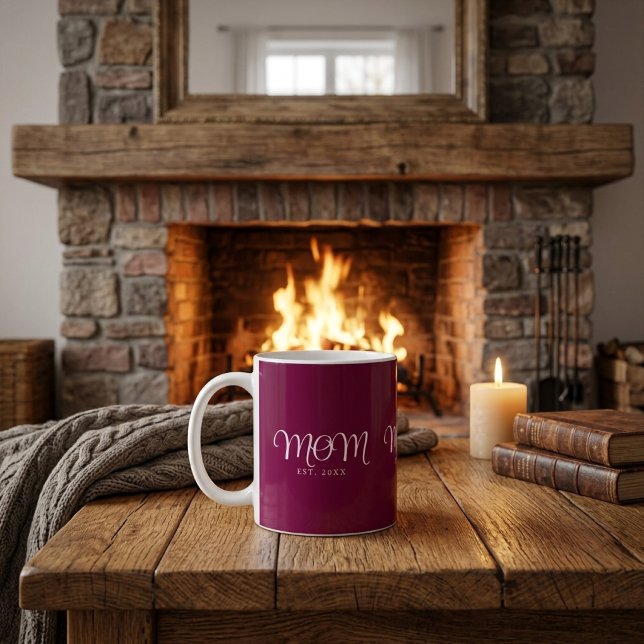 Mamma Etablerad Ny Mamma Present Vit Skrift Kaffemugg (Mom Established New Mom Gift White Script Coffee Mug)
