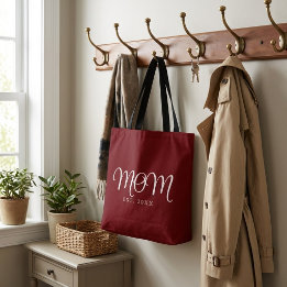 Mamma Etablerad Ny Mamma Present Vit Skrift Tygkasse