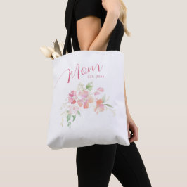 Mamma Etablerad  Rosa Blommigt Vattenfärg Tygkasse