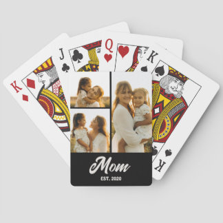 Mamma Etablerad Skrift Svart 3 Foto Casinokort