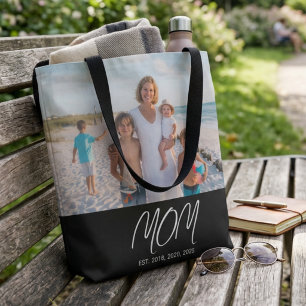 Mamma Etablerad Skript Svart Foto Toteväska Tygkasse