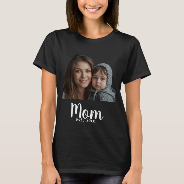 Mamma Etablerad svart, modern skrift T Shirt (Framsida)