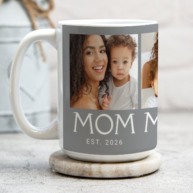 Mamma Etablerad Typografi Grå 3 Foto Kaffemugg (Skapare uppladdad)