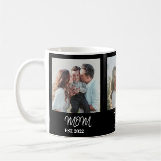 Mamma Etablerad, Vit Skrift, 3-Foto Kaffe Mugg