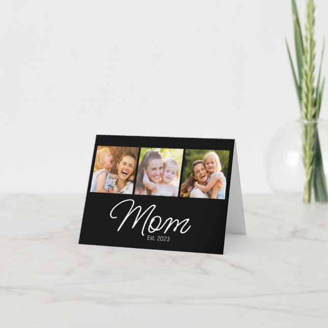 Mamma etablerade 3 Foto Skrift Svart Kort (Framsida)