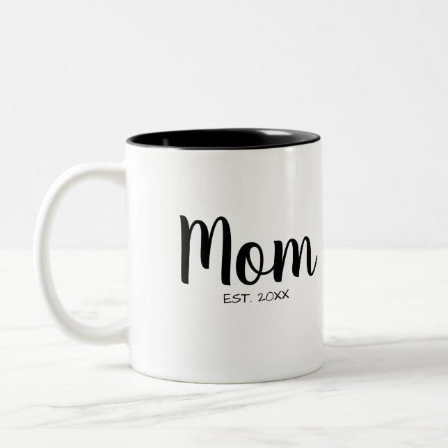 Mamma etablerade år Chic Script Design Två-Tonad Mugg (Vänster)
