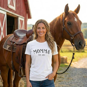 Mamma etablerade chic svart vitt nytt mammagåva t shirt
