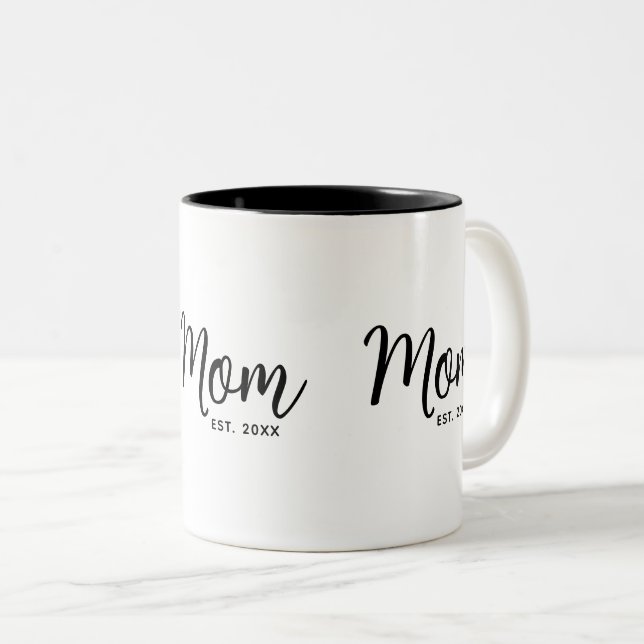 Mamma Etablerade den svarta skriften New mamma Gif Två-Tonad Mugg (Framsida höger)