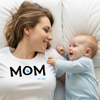 Mamma etablerade dubbel nästlad blå hjärta T-shirt