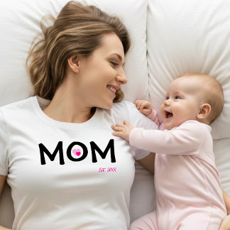 Mamma Etablerade Dubbelkapslad Rosa Hjärtat T-Shir T Shirt