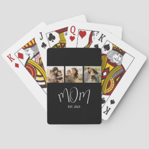 Mamma Etablerade Elegant Skrift Svart 3 Foto Casinokort