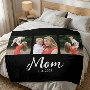 Mamma Etablerade Elegant Skrift Svart 3 Foto Fleecefilt