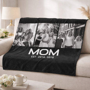 Mamma Etablerade Fet Svart 3 Foto Fleecefilt