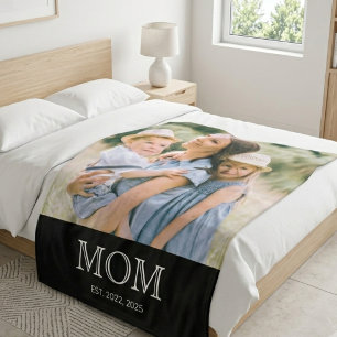 Mamma etablerade foto svart fleecefilt