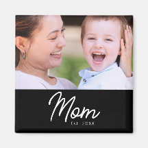 Mamma Etablerade Foto Svart Script Minimal Elegant
