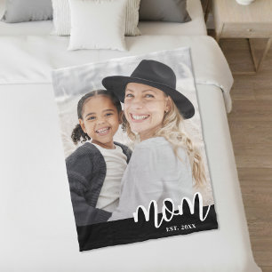Mamma Etablerade fotogåva med skript Fleecefilt