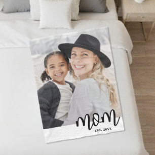 Mamma Etablerade fotogåva med skript Fleecefilt