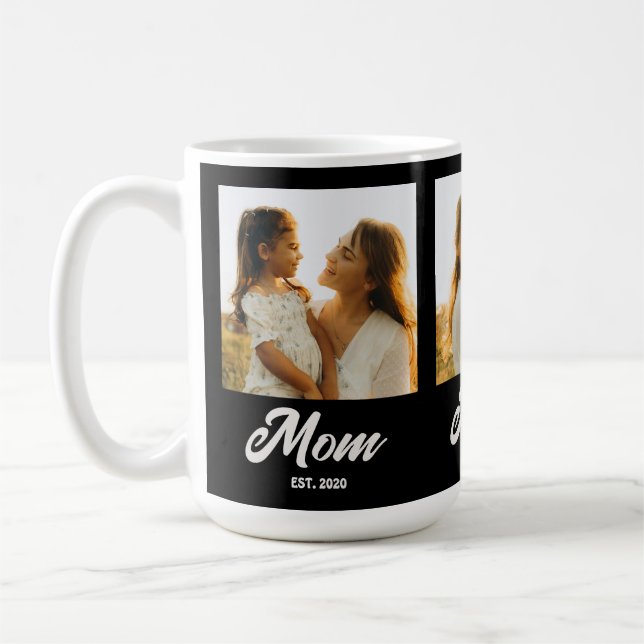 Mamma Etablerade Manus Svart 3 Foto Kaffemugg (Vänster)