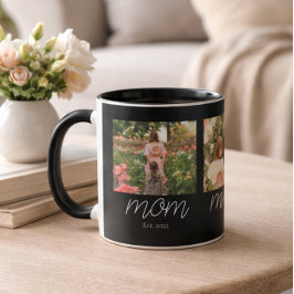 Mamma Etablerade Modern Fet Skrift Svart 3 Foto Mugg