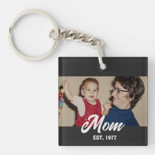Mamma Etablerade Modern Skrift Foto