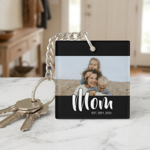 Mamma Etablerade Modern Skrift Foto