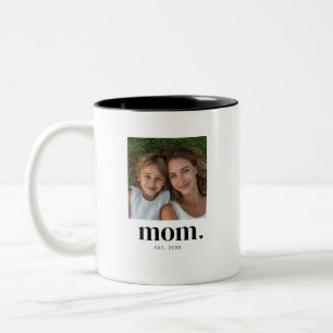 Mamma etablerade modern svart 2 Foto Två-Tonad Mugg