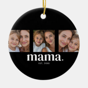 Mamma etablerade modern svart 3 foto julgransprydnad keramik
