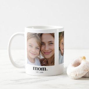 Mamma etablerade modern svart 3 foto kaffemugg