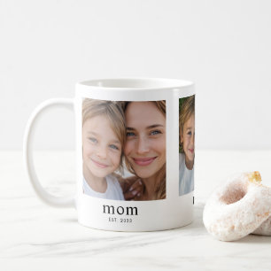 Mamma etablerade modern svart 3 foto kaffemugg